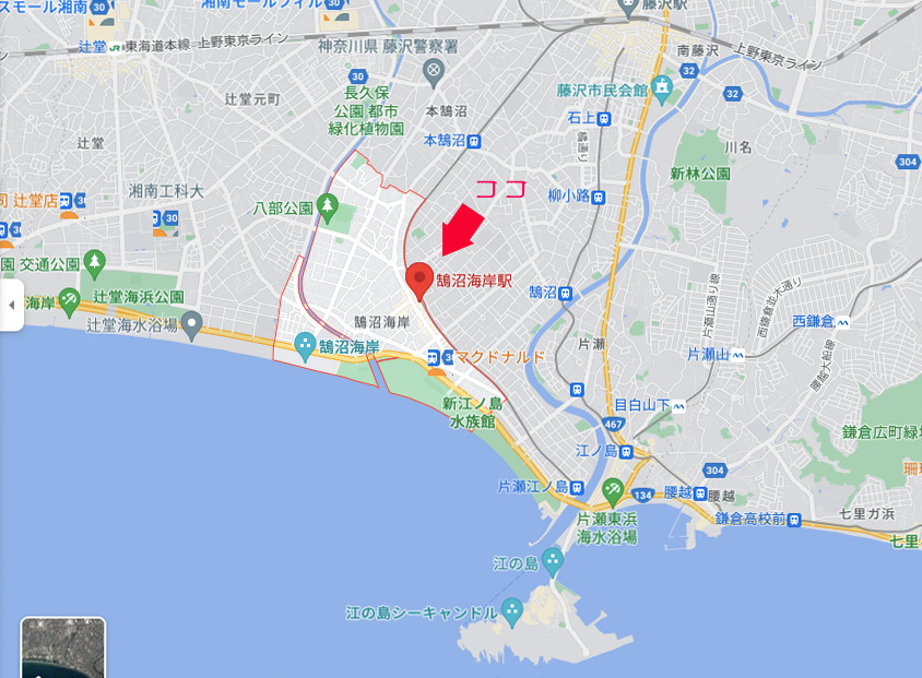 鵠沼海岸地図